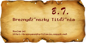 Breznyánszky Titánia névjegykártya